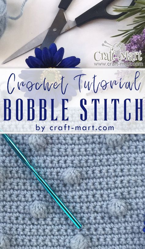 In our easy step-by-step tutorial, we explain how to crochet bobble stitch so you will be never confused again. We want our tutorials to be helpful as a visual aid that doesn't require explanations and is easily understood by people speaking any language.  What is a Bobble Stitch in crochet? Bobble stitch (sometimes also called popcorn crochet stitch) is abbreviated as 5DCTOG. It is a very easy crochet stitch to master if you know how to SINGLE CROCHET and DOUBLE CROCHET. How To Bobble Stitch Crochet, Bobble Stitch Crochet Tutorial, Popcorn Crochet Stitch, Bubble Crochet Stitch, Bobble Stitch Crochet Blanket, Bobble Stitch Tutorial, Popcorn Crochet, Linen Stitch Crochet, Popcorn Stitch Crochet