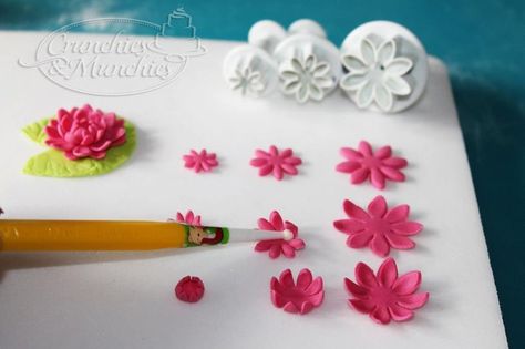 Water lily tutorial | Gumpaste/Fondant Tutorials Cercei Din Lut Polimeric, Fondant Flower Tutorial, Gum Paste Flowers, Fondant Tutorial, Fondant Decorations, Fondant Flowers, Fondant Toppers, Fondant Figures, Sugar Craft