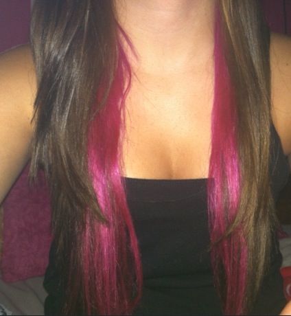 Brown hair w pink underneath & mini layers Pink Hair, Brown Hair, Hair, Pink, Black