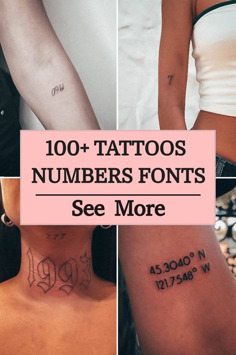 100+ Tattoos Numbers Fonts Best Number Fonts For Tattoos, 00 Tattoo Number, Best Placement For Number Tattoos, Coordinates Tattoo Font, Tattoo Numbers Fonts, Cursive Numbers Tattoo, Number Tattoos Fonts, Number Tattoos For Women, Tattoo Number Fonts Style