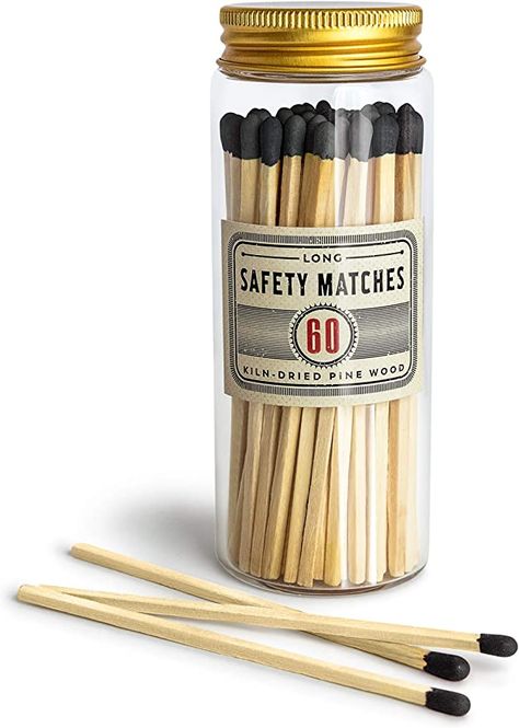 Amazon.com: Premium Long Matches for Candles, Decorative Matches in Apothecary Glass Jar, Colorful Matches Long Wooden, Safety Matches, Wooden Matches, Long Stick Matches, Black | Set of 60 Matchsticks : Health & Household Matches In A Jar, Luxury Candle Brands, Long Matches, Decorative Matches, Match Jar, Unique Hostess Gifts, Scented Candles Luxury, Safety Matches, Match Stick