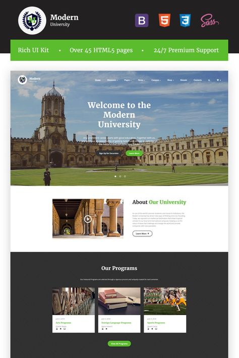 Modern University - University Or High-School Multipage Responsive HTML Website Template Modern University, Html Website, Education Templates, Html Website Templates, School Website, Social Determinants Of Health, Custom Website Design, Science Student, Html Templates