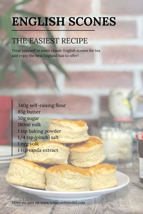 Make those delicious English scones at home and have the best treat with your afternoon tea! Tea Party Biscuits Scone Recipes, British Tea Time Recipes, Authentic English Scones, Tea Scones Recipe Easy, English Scones Recipe Easy, Afternoon Tea Baking, Authentic British Scones, Recipe For Scones Easy, English Tea Scones