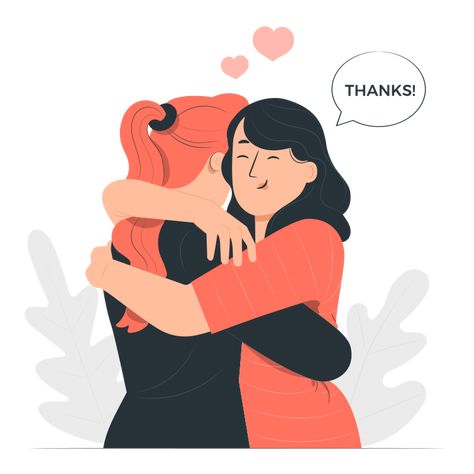 Thank You Illustration, Hug Illustration, People Hugging, Friends Hugging, Friends Illustration, Concept Illustration, Business Illustration, People Illustration, Flat Illustration