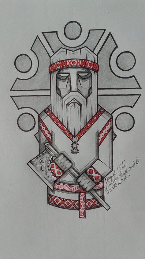 Perun Slavic Tattoo, Slavic Tattoo, Arte Viking, Slavic Paganism, Vikings Tattoo, Warriors Illustration, Rune Tattoo, Light Tattoo, Norse Tattoo