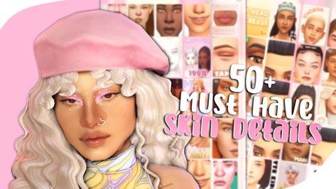 50+ Must Have Skin details w/ Links | Deery on Patreon Ts4 Eye Bags, Sims 4 Female Makeup, Nose Mask Sims 4, Vilitigo Skin, Sims 4 Cc Vilitigo Skin, Sims 4 Nose Mask, Sims 4 Dimples, Cc Folder Sims 4, Sims4 Skin