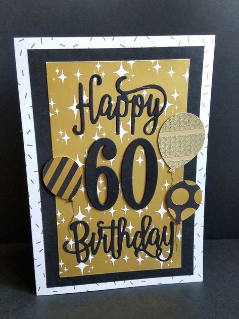 My twin Tina's Birthday card 2021 60th Bday Cards Diy, Cricut 60th Birthday Gifts, Stampin Up 60th Birthday Cards For Men, 60 Birthday Card For Men, 60th Birthday Card Ideas, Mens 60th Birthday Cards, 60th Birthday Cards For Men Handmade, Diy 60th Birthday Card, 60th Male Birthday Cards