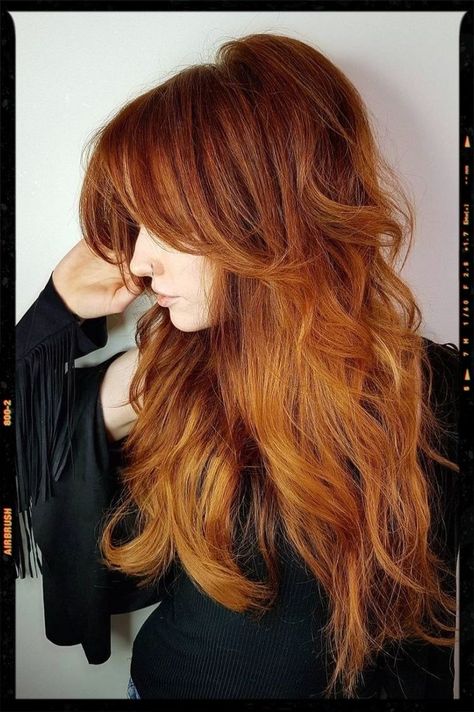 Razor Cut Shag, Red Hair With Bangs, Long Shag Hairstyles, Long Shag Haircut, Shag Haircuts, Airbrush App, Boring Hair, Hairstyles For Layered Hair, Shag Hairstyles