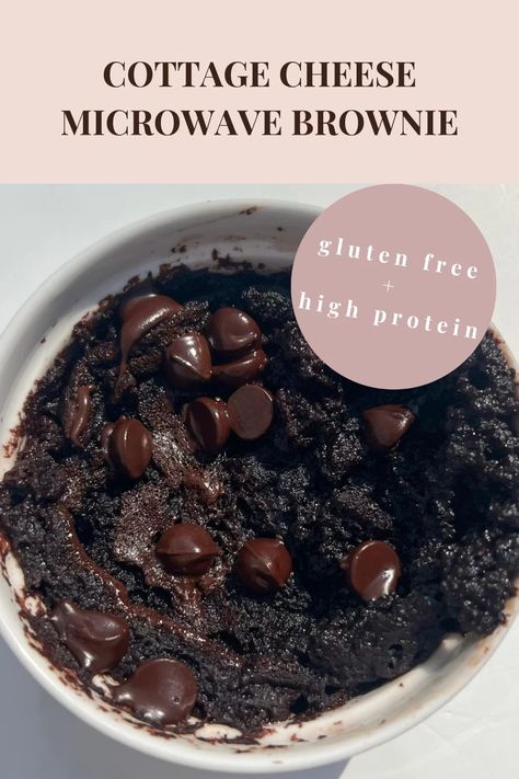 Cottage Cheese Brownies Microwave, Best Cottage Cheese Recipes, Cottage Cheese Mug Cake, High Protein Low Carb Dessert, Protein Snacks Low Carb, Chocolate Cottage Cheese, Brownie Gluten Free, Cottage Cheese Dessert Recipes, Gluten Free High Protein