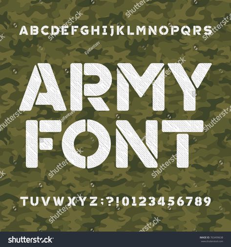 Army alphabet font. Scratched type letters and numbers on a green camo background. Vector typography for your design. Scratched#type#letters#Army Army Alphabet, Army Font, Camo Background, Vector Typography, Printable Alphabet Letters, Alphabet Font, Printable Alphabet, Alphabet Printables, Alphabet Letters