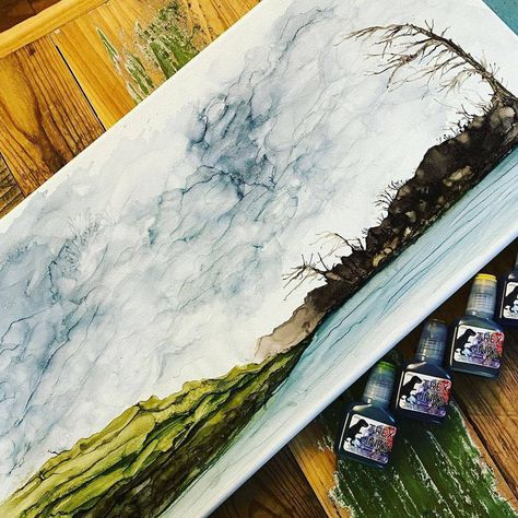 Painting With Alcohol Ink On Canvas: Tips, Techniques & Advice Alcohol Ink Art On Canvas, Painting With Alcohol, How To Make Canvas, 2024 Bedroom, Alcohol Ink Glass, Epoxy Ideas, Ink Paintings, Ink Inspiration, Lake Painting