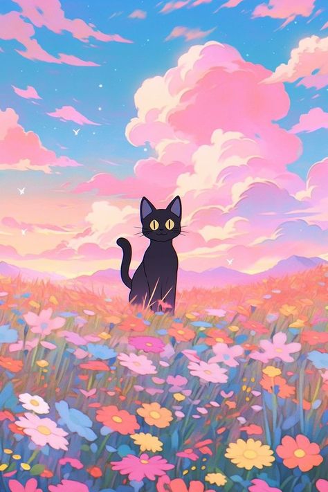 Lofi Cat Desktop Wallpaper, Lofi Background, Kawaii Vaporwave, Lofi Wallpaper, Lofi Art, Cat Phone Wallpaper, Chat Kawaii, Iphone Wallpaper Video, Vaporwave Art