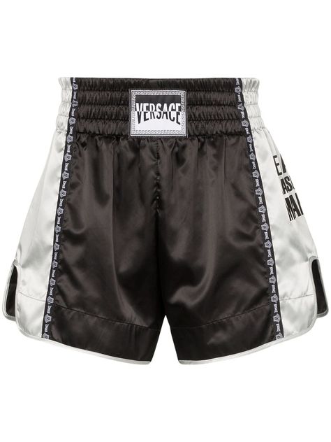 Versace Shorts, Full Body Workout Routine, Mens Shorts Outfits, Black And White Logos, Boxing Shorts, Versace Logo, Black Only, Shorts For Men, Training Shorts