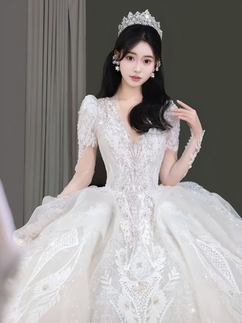 Fluffy Wedding Dress, Puffy Wedding Dresses, Korean Wedding, Asian Bride, Princess Wedding Dresses, Princess Wedding, Ball Gown Dresses, Ball Dresses, Bride Dress