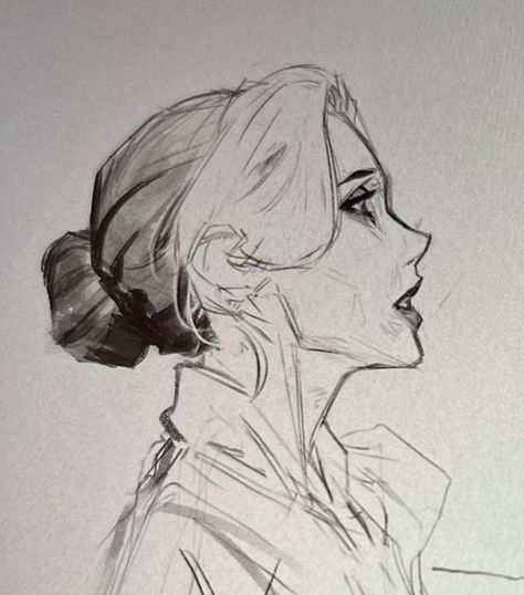 Side Facing Pose Reference, Character Side Profile Design Reference, Side View Profile Drawing, Hair Laying Down Drawing Reference, Fem Side Profile, Women Profile Drawing, Face Side Reference, Side Profile Expressions Drawing, Side Facing Reference