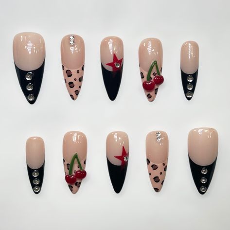 Long French with 3D cherry🍒 - - - #pressonnails #nails #frenchtipnails #laredo French Tip Nails, Press On Nails, Art Inspo, Cherry, Nail Art, Nails, Quick Saves, Art, Nail Arts