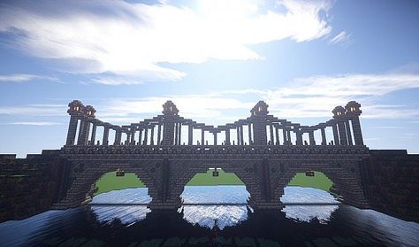 Goth Minecraft Bridge, Long Bridge Minecraft Design, Pont Minecraft, Minecraft Bridge Ideas Long, Minecraft Pond, Minecraft Landscape, Minecraft Kingdom, Minecraft Interior, Minecraft Interior Design