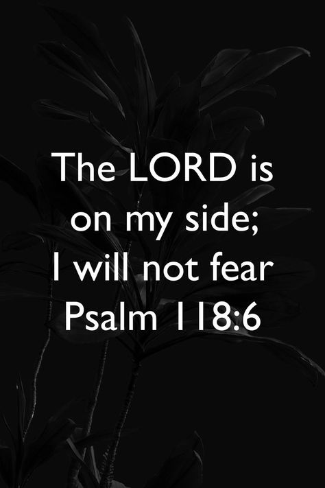 The Lord is on my side - The Lord is with me. He is my helper. He defends my cause. I will not fear - I have nothing to be afraid of. God is more mighty than any or all of my foes, and he can deliver me from them all. The Lord Is With Me, Bible Verses About Fear, Verses About Fear, Christianity Quotes, Jesus Quotes Bible, Psalm 118 6, Quotes Jesus, Godly Dating, Deliver Me