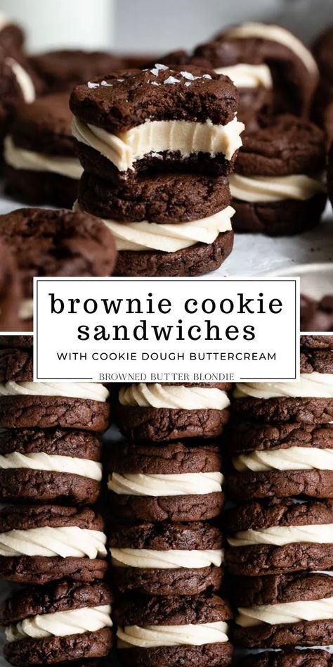 Cookie Dough Buttercream, Blondie Recipe, Pita Pockets, Cookie Sandwiches, Browned Butter, Easy Baking Recipes, Sandwich Cookies, Eat Dessert, Cookie Desserts