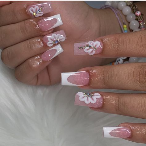 Nail Ideas With Flowers, Nails Tropical, Short Nail Ideas, Mickey Nails, Aqua Nails, Almond Acrylic, Tropical Nails, Red Acrylic Nails, Girly Acrylic