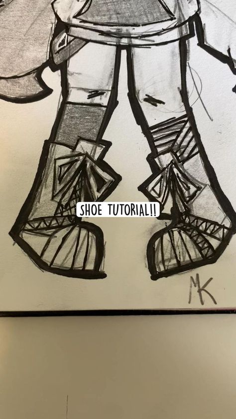 Shoe Tutorial, Kidcore Art, Indie Drawings, Body Drawing Tutorial, Creative Drawing Prompts, Art Tools Drawing, Sketches Tutorial, Easy Drawings Sketches, Drawings Simple