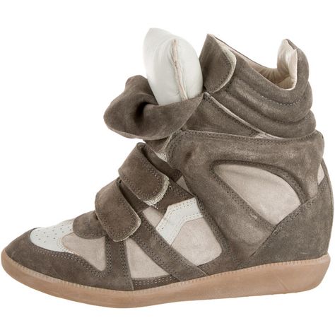 Pre-owned Isabel Marant Beckett Wedge Sneakers ($345) ❤ liked on Polyvore featuring shoes, sneakers, grey, wedged sneakers, velcro wedge sneakers, gray suede shoes, velcro sneakers and suede shoes High Top Wedge Sneakers, Isabel Marant Sneakers, Hidden Wedge Sneakers, Marant Shoes, Wedge Heel Sneakers, Isabel Marant Shoes, Velcro Sneakers, Snakeskin Heels, Grey Sneakers