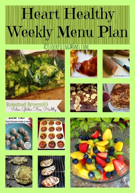 Heart Healthy Weekly Menu Plan to make dinner time a snap! #menu #hearthealthy Heart Healthy Recipes Cholesterol, Healthy Menu Plan, Heart Healthy Recipes Low Sodium, Weekly Menu Plan, Heart Diet, Heart Healthy Eating, Heart Healthy Diet, Healthy Menu, Menu Plan