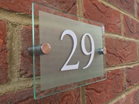 Modern House Numbers glass acrylic house sign door number plaque by housesigns4home on Etsy https://www.etsy.com/uk/listing/518106792/modern-house-numbers-glass-acrylic-house Door Number Sign, Modern House Numbers Sign, Door Number Plaques, Modern House Number, House Number Plaque, Door Number, House Names, House Signs, Door Numbers