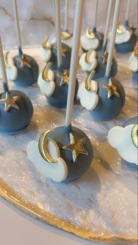 Over The Moon Food Ideas, Over The Moon Cupcakes, Moon And Clouds Baby Shower Theme, Over The Moon Desserts, Moon And Stars Dessert Table, Cloud Cake Pops, Over The Moon Dessert Table, Over The Moon Treats, Over The Moon Cake Pops