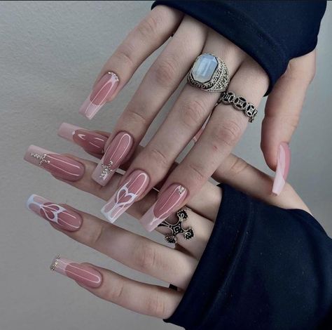 Grunge Nails, Soft Nails, Unique Acrylic Nails, Pink Acrylic Nails, Square Acrylic Nails, Fire Nails, Pretty Acrylic Nails, Dope Nails, Short Acrylic Nails