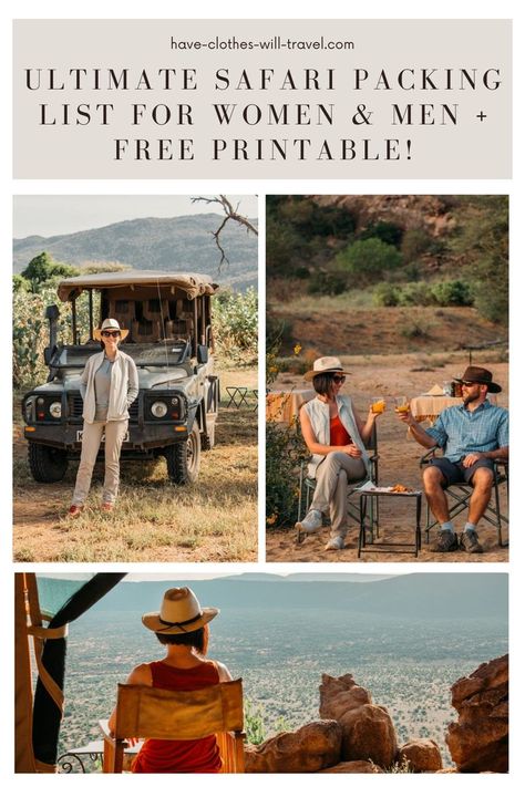 This is the ultimate safari packing list and includes a FREE safari packing list printable. It also shares what NOT to pack for your African safari. Safari Packing List, Africa Safari Clothes, Packing List For Women, Greek Islands Vacation, Safari Outfits, Ultimate Packing List, Africa Safari, Safari Tour, List Printable