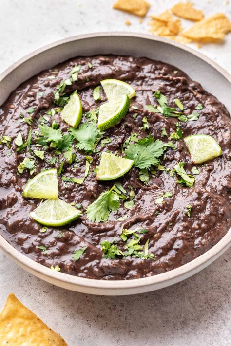 Easy Refried Black Beans from Scratch (Instant Pot!) - Home-Cooked Roots Black Bean Refried Beans, Black Beans From Scratch, Beans From Scratch, Refried Black Beans, Refried Beans Recipe, Healthy Side Dish, Healthy Side, Instant Pot Pressure Cooker, Healthy Side Dishes