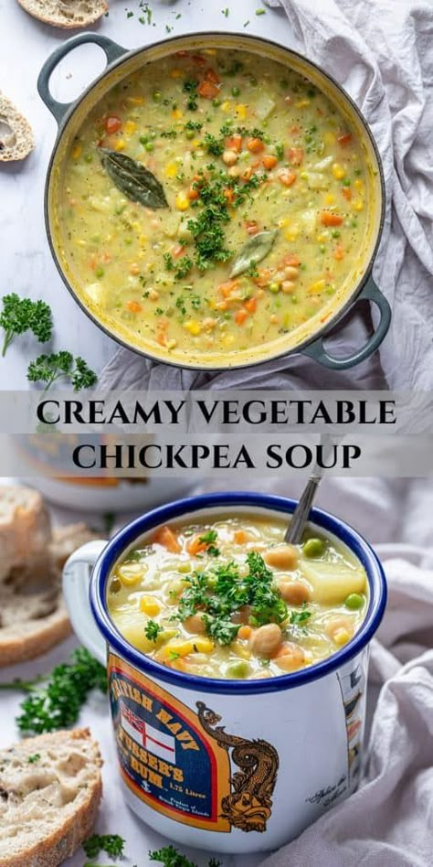 Vegan Vegetable Soup Recipes, Vegan Vegetable Soup, Pinterest Collage, Veg Soup, Chickpea Soup, Filling Lunch, Soup Vegan, Vegan Soup Recipes, Vegetable Soup Recipes