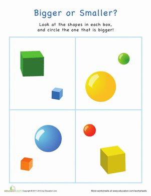 Preschool Measurement Worksheets: Bigger or Smaller? Shapes Worksheets For Preschoolers, Holiday Homework, Work Sheet, Do A Dot, Shapes Worksheets, Preschool Writing, Kindergarten Resources, Shapes Activities, Matching Activity