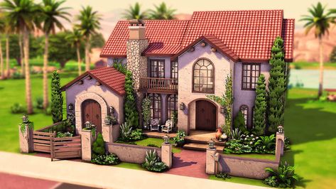 25+ Best Sims 4 House Ideas in 2023 That You'll Love Spanish Home Sims 4, Sims 4 Hacienda, Oasis Springs House Sims 4 Floor Plan, Houses Mediterranean, House Floorplan, Oasis Springs, Sims 4 House, House Mediterranean, Sims Freeplay Houses