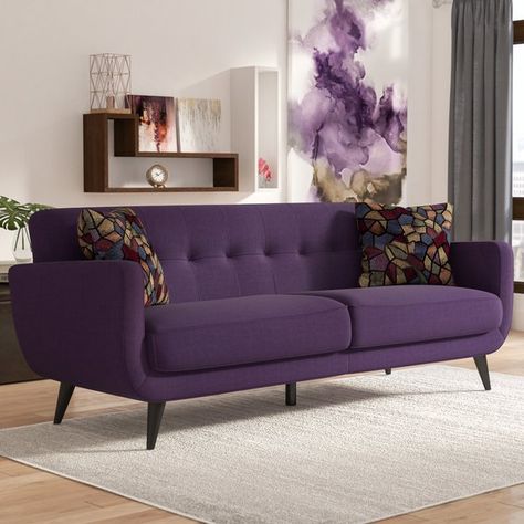 Purple Sofa Living Room Ideas Modern, Purple Living Room Furniture, Violet Living Room, Sofa Sala, Purple Furniture, Interior Design Portfolio Layout, Purple Living Room, Purple Sofa, Contemporary Living Room Design