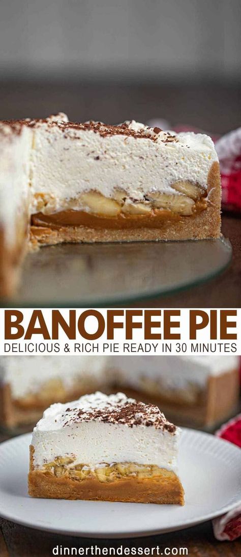 Easy Banoffee Pie, Vegan Banoffee Pie, Banana Desserts, Banoffee Pie Recipe, Graham Cracker Crust Recipe, Whipped Cream Topping, Banana Cream Pie Recipe, Homemade Graham Cracker Crust, Banana Pie