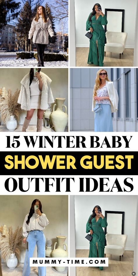 Looking for the perfect outfit for a winter baby shower? 🌨️💖 Discover our collection of cozy and stylish guest outfit ideas that will keep you warm and fashionable. From elegant dresses to trendy separates, there’s something for everyone. Don’t forget to save this pin for your wardrobe inspiration! 📌✨ Baby Shower Dresses For Guest Winter, Baby Shower Guest Outfit Ideas, Winter Bridal Shower Outfit For Guest, Winter Baby Shower Outfit For Guest, Baby Shower Guest Outfits, Baby Shower Guest Outfit, Winter Baby Shower Outfit, Shower Guest Outfit, Baby Shower Outfit For Guest Fall