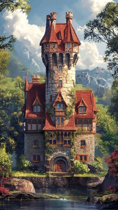 Buildings Concept Art, Fantasy Building Concept Art, Fantasy House Concept Art, Fantasy House Art, Fantasy Buildings, Stuffed Pumpkin, Fairytale House, Building Concept, Design Fails