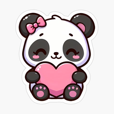 Cute Panda Drawing, Hug Stickers, Easy Disney Drawings, Panda Drawing, Clever Tattoos, Easy Love Drawings, Images Kawaii, Cute Kawaii Animals, Panda Art