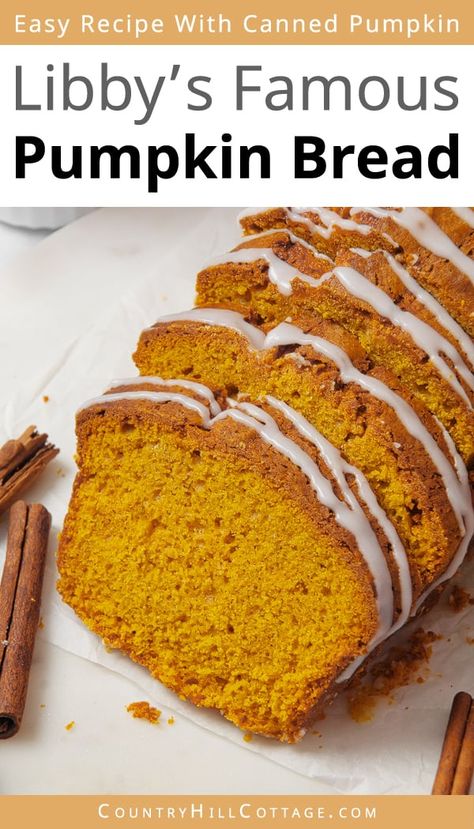 Pumpkin Bread Recipes, Libbys Pumpkin Pie, Best Pumpkin Bread Recipe, Canned Pumpkin Recipes, Pumpkin Bread Easy, Moist Pumpkin Bread, Pumpkin Loaf, Pumpkin Recipe, Pumpkin Recipes Dessert