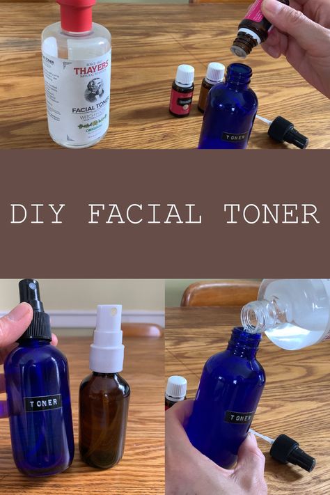 Natural Skin Toner Diy, Diy Facial Toner Spray, Diy Facial Toner Witch Hazel, Essential Oil Face Toner, Diy Facial Toner Essential Oils, Diy Face Toner Witch Hazel, Diy Toner For Acne Prone Skin, Facial Toner Diy, Diy Facial Mist