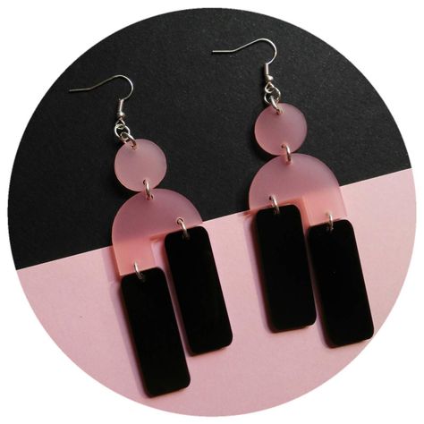 Perspex Earrings, Diy Earrings Polymer Clay, Laser Cut Jewelry, Polymer Clay Jewelry Diy, Clay Jewelry Diy, Earrings Inspiration, Acrylic Jewellery, Earrings Statement, Bijoux Diy