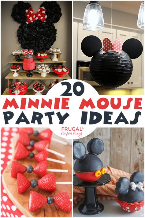 A cute Minnie Mouse birthday party doesn't have to cost a lot. Here are some ways to save money while planning a memorable and fun party. From Minnie Mouse party décor, birthday cakes and DIY Minnie Mouse party ideas. Come inside; it's fun inside! Minnie Mouse 1st Birthday Food Ideas, Mickey Minnie Mouse Birthday Theme, Minnie Mouse Dessert Ideas, Mini Mouse Birthday Food Ideas, Diy Minnie Mouse Decorations, Diy Minnie Mouse Party, Minnie Mouse Party Food, Minnie Mouse Cupcake Cake, Red Minnie Mouse Birthday