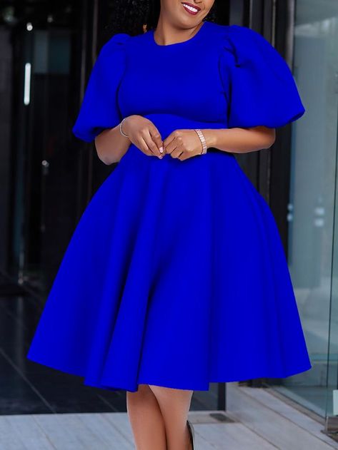 Pink Church Outfits Black Women, Styles For Plain Materials, Office Dresses Style, High Puff, Line Dresses, Party Scene, A Line Dresses, Royal Blue Dresses, Latest African Fashion Dresses