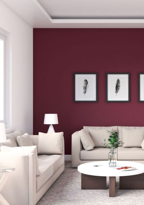 Maroon Living Room, Living Room Color Combination, Burgundy Living Room, Room Color Combination, Wall Color Combination, Living Room Wall Color, Room Wall Colors, Living Room Decor Colors, Bedroom Wall Designs