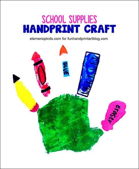 Handprint Back to School Craft Back To School Crafts For Kids, August Crafts, School Kids Crafts, Fun Fall Crafts, Back To School Art, Back To School Crafts, Easy Fall Crafts, Cool School Supplies, Back To School Kids