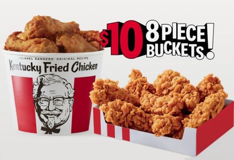 KFC Launches New Digital-Only $10 8-Piece Buckets Deal Crispy Tenders, Kfc Coupons, Colonel Sanders, Food Post, Kfc Chicken, Rich Living, Kentucky Fried, Chili Dogs, Popcorn Chicken