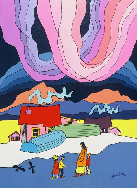 Ted Harrison, Canadian painter, dead at 88 Indigenous Art Canada, Ted Harrison Art, Ted Harrison, Canadian Indigenous, Painting Apron, Canadian Painters, Classroom Art Projects, Group Of Seven, Art Organization