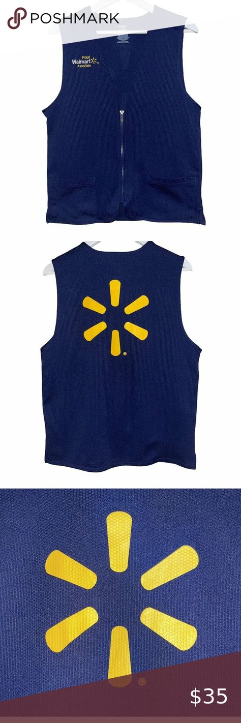 Walmart Unisex Proud Associate Vest Small Zip Spark Sleeveless Employee Uniform Walmart Jackets, Walmart Uniform, Apocalypse Au, Lettering Embroidery, Employee Uniform, Front Bottoms, 2020 Fashion, Work Jackets, Zombie Apocalypse